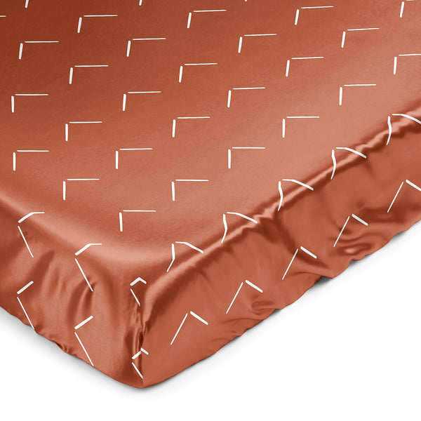 Diamond Tuft Orange Collection Satin Fitted Crib Sheet