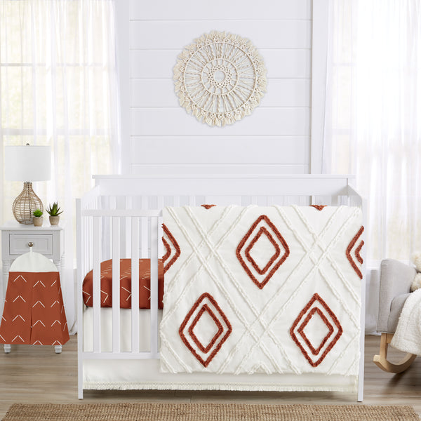 Diamond Tuft Orange Collection Fringe Crib Bed Skirt alternate view