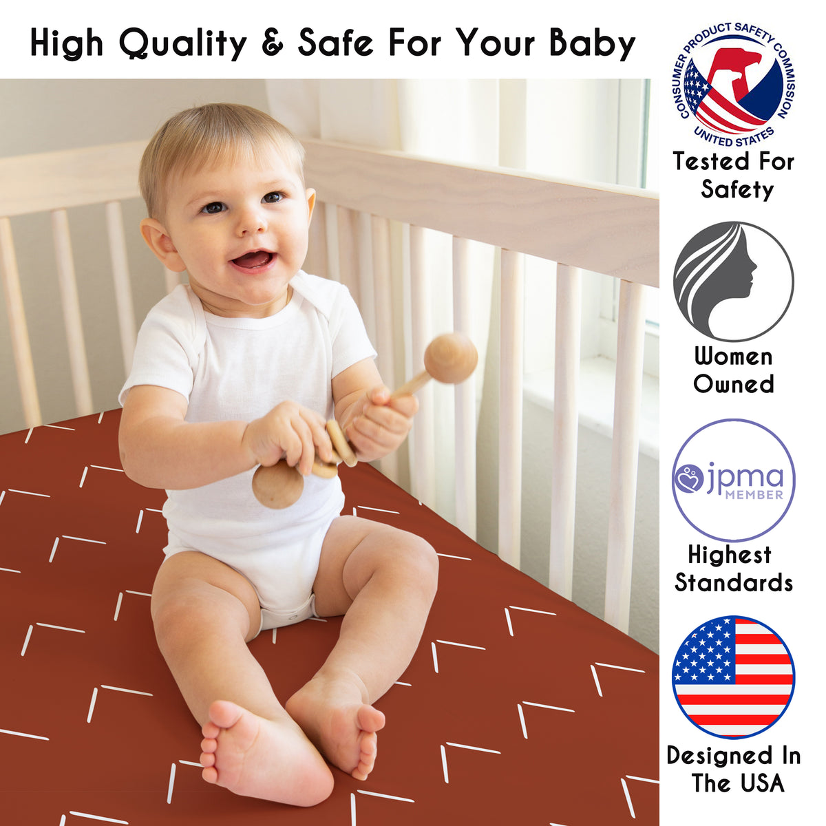 Diamond Tuft Orange Collection 4 Piece Crib Bedding