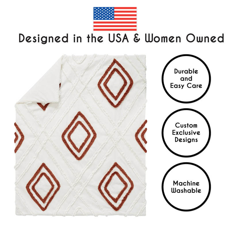 Diamond Tuft Orange Collection 4 Piece Crib Bedding