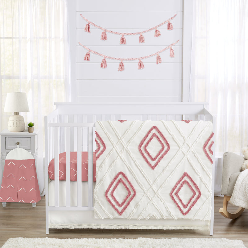 Diamond Tuft Mauve Pink Collection 4 Piece Crib Bedding