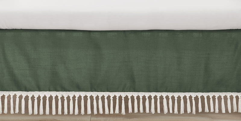 Diamond Tuft Dark Sage Green and Ivory Collection Crib Bed Skirt