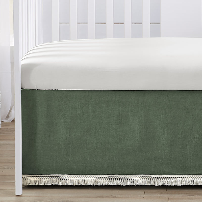 Diamond Tuft Dark Sage Green and Ivory Collection 4 Piece Crib Bedding