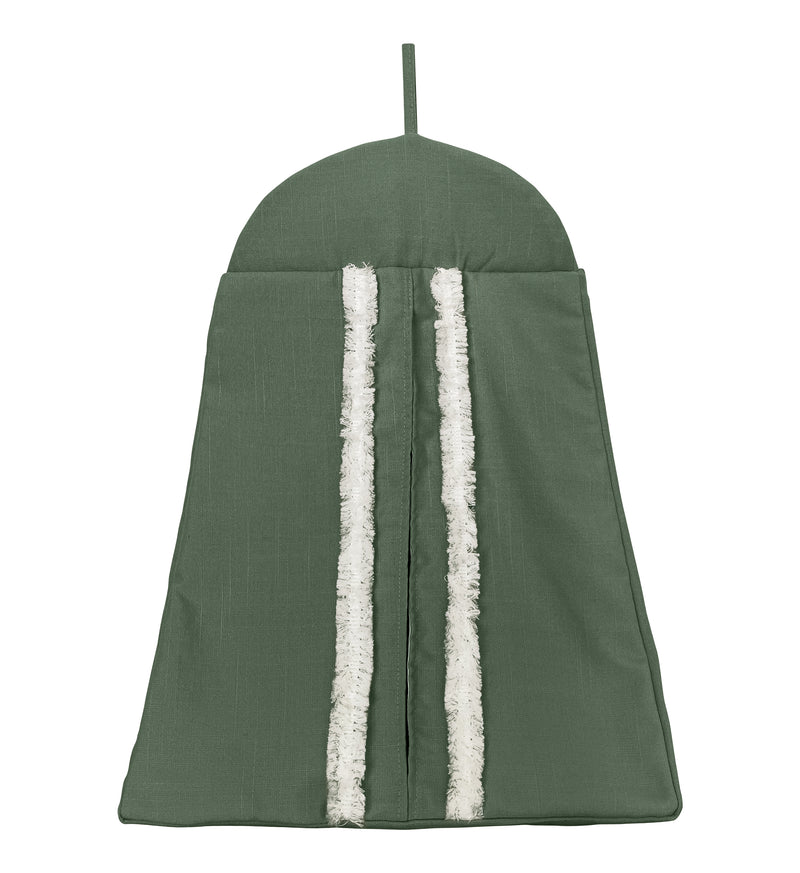 Diamond Tuft Dark Sage Green and Ivory Collection 4 Piece Crib Bedding