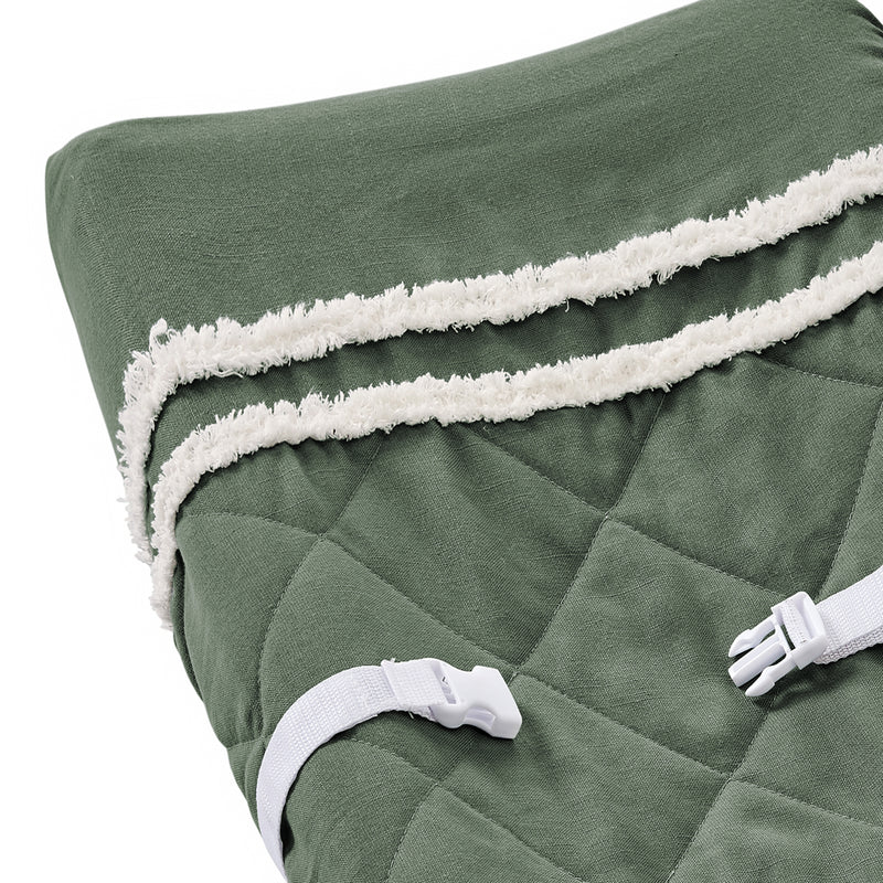 Diamond Tuft Dark Sage Green and Ivory Collection Changing Pad Cover