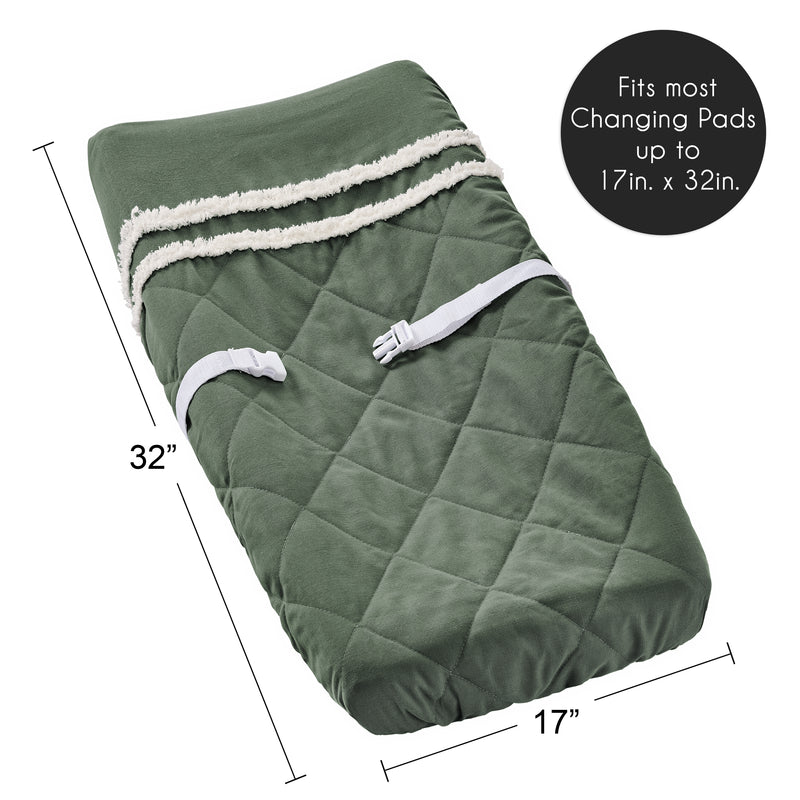 Diamond Tuft Dark Sage Green and Ivory Collection Changing Pad Cover