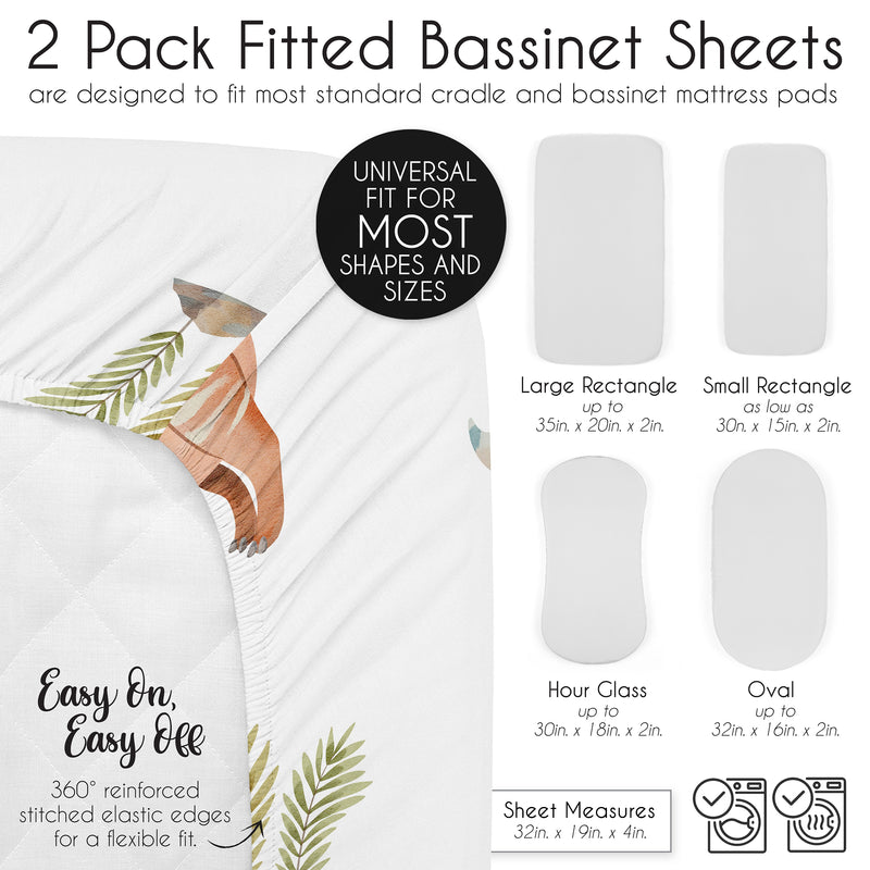 Watercolor Dinosaur Dino Collection 2 Pack Baby Bassinet Fitted Sheets