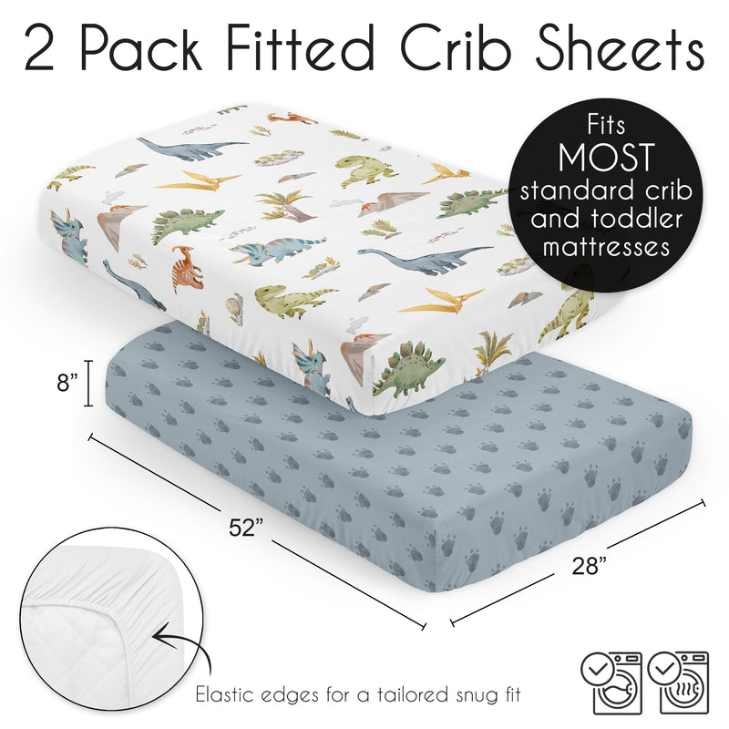 Watercolor Dinosaur Dino Collection 2 Pack Crib Sheets