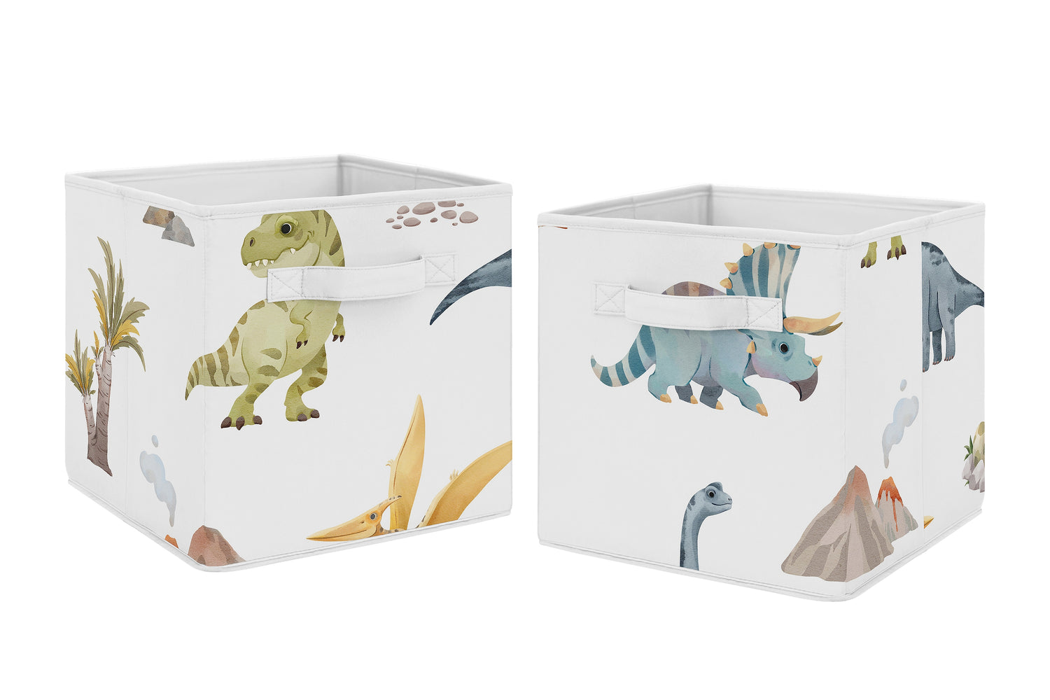 Watercolor Dinosaur Dino Collection Foldable Fabric Storage Bins