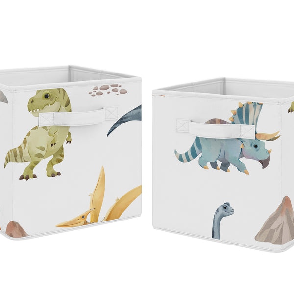 Watercolor Dinosaur Dino Collection Foldable Fabric Storage Bins