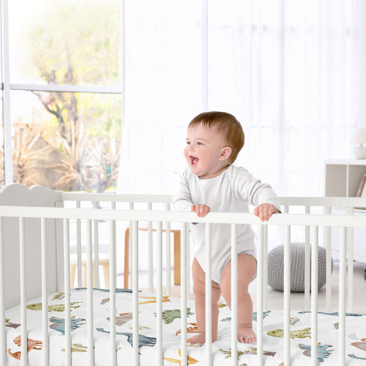 Watercolor Dinosaur Dino Collection Crib Sheet