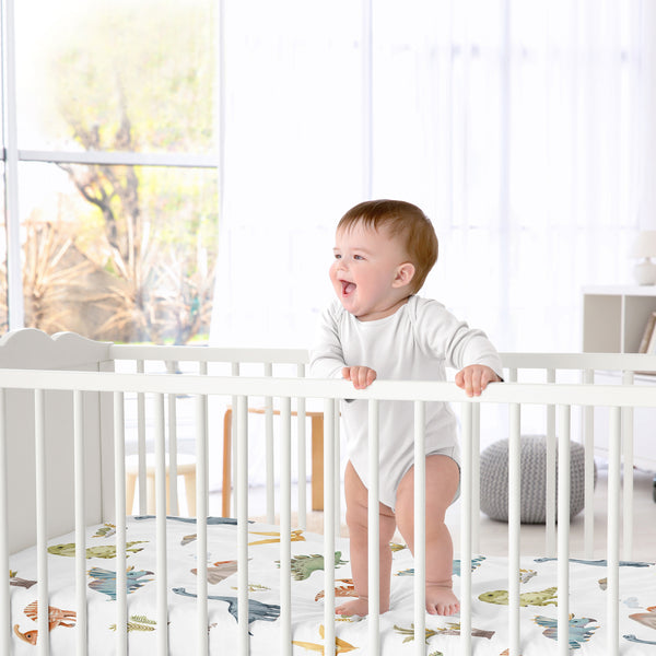 Watercolor Dinosaur Dino Collection Crib Sheet alternate view