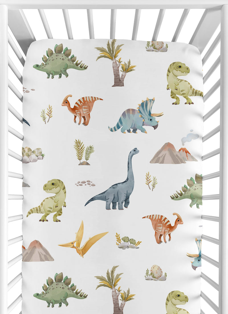 Watercolor Dinosaur Dino Collection Crib Sheet