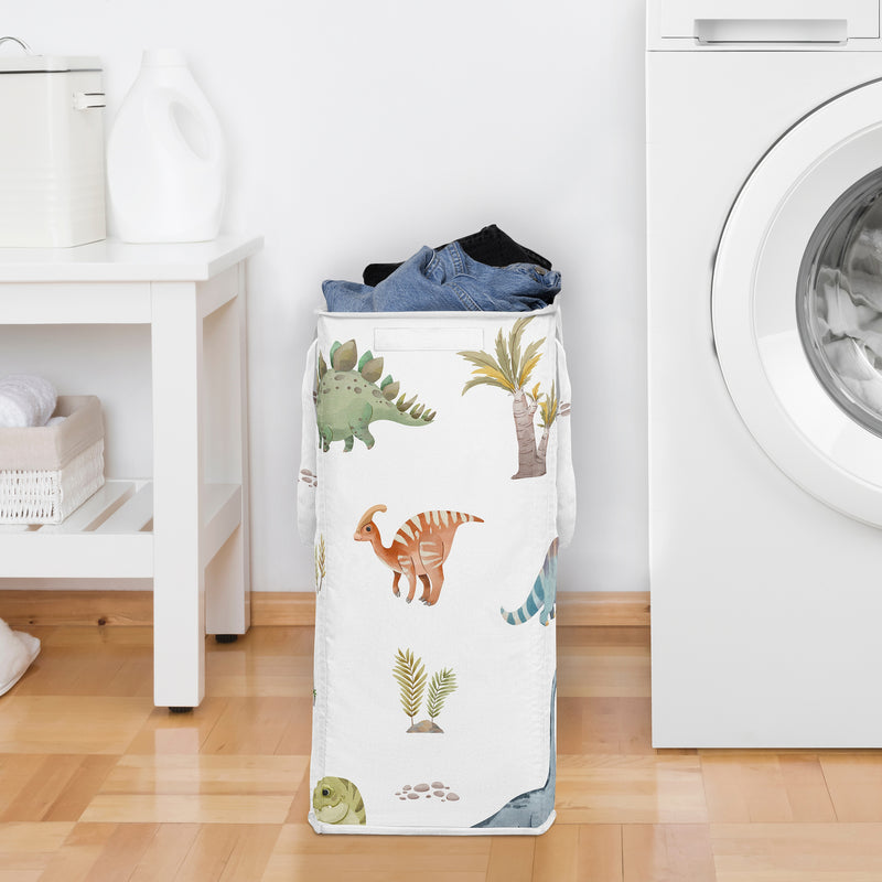 Watercolor Dinosaur Dino Collection Laundry Hamper with Handles