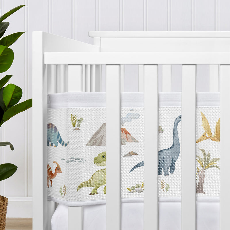 Watercolor Dinosaur Dino Collection Sweet Jojo Designs + BreathableBaby Breathable Mini Mesh Crib Liner