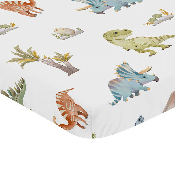 Watercolor Dinosaur Dino Collection Mini Crib Sheet alternate view