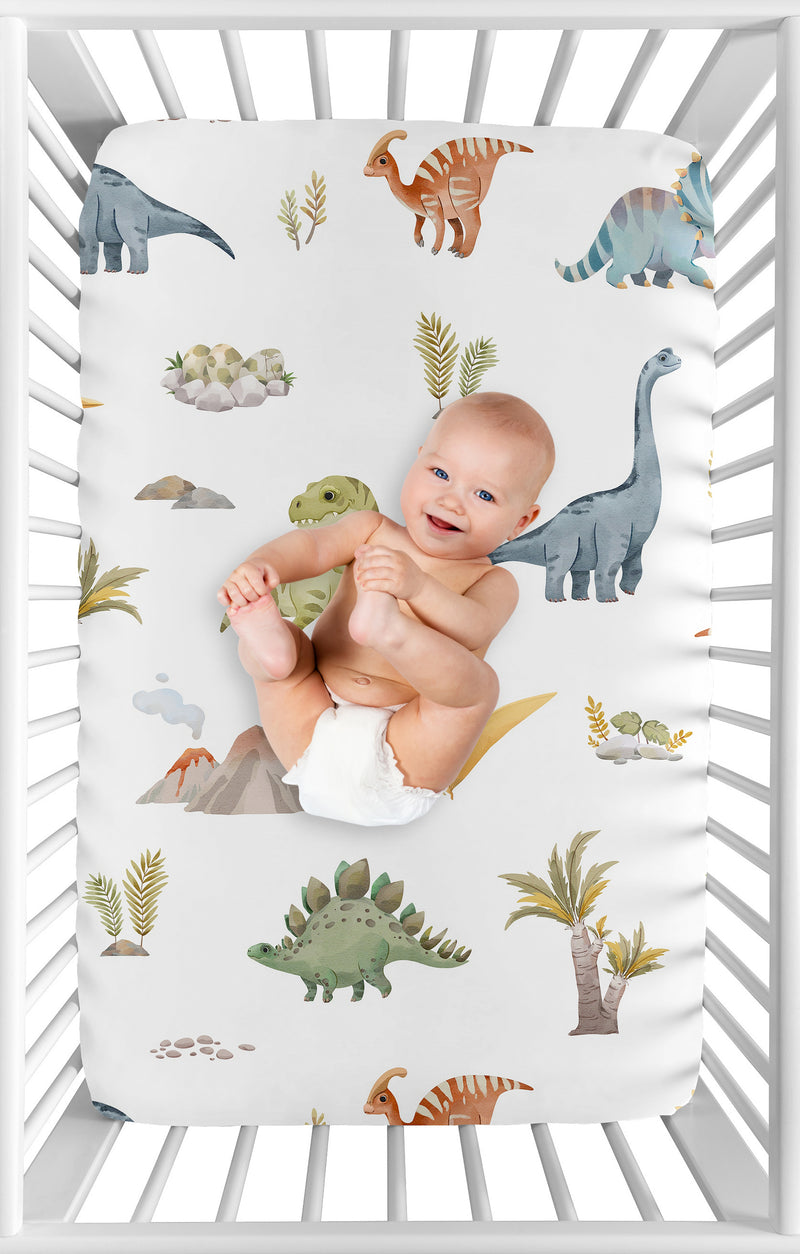 Watercolor Dinosaur Dino Collection Mini Crib Sheet
