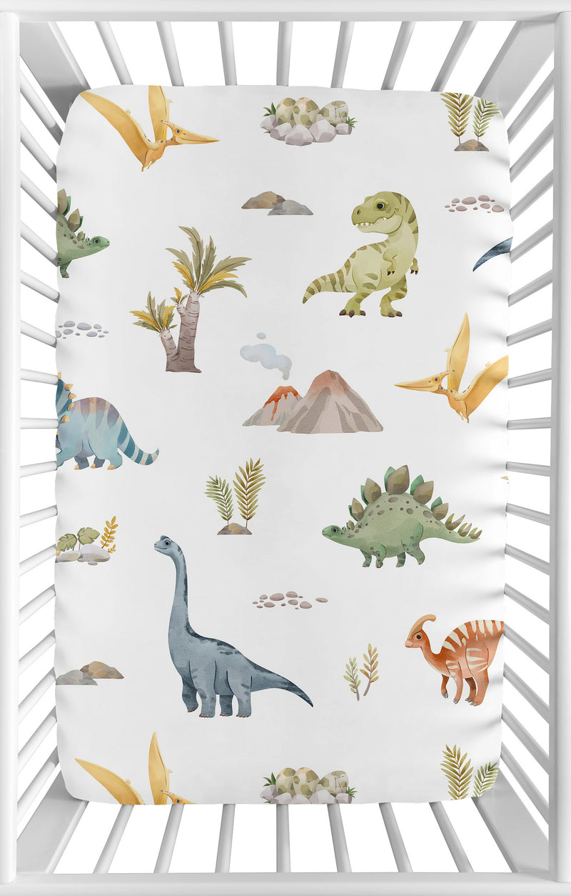 Watercolor Dinosaur Dino Collection Mini Crib Sheet