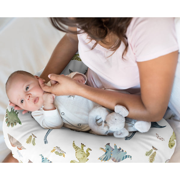 Watercolor Dinosaur Dino Collection Nursing Breastfeeding Pillow Cover alternate view