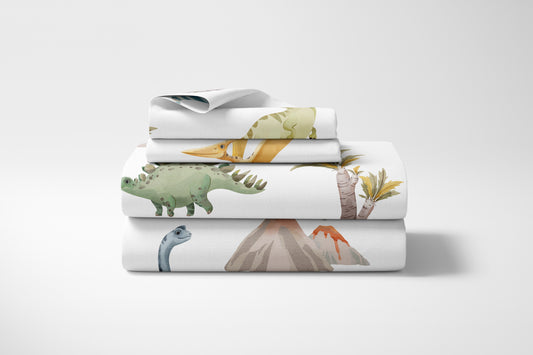 Watercolor Dinosaur Dino Collection Queen Sheet Set