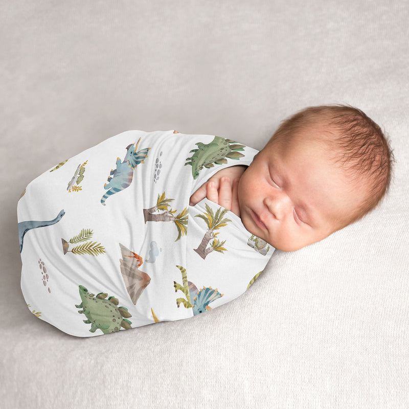 Watercolor Dinosaur Dino Collection Baby Swaddle Blanket