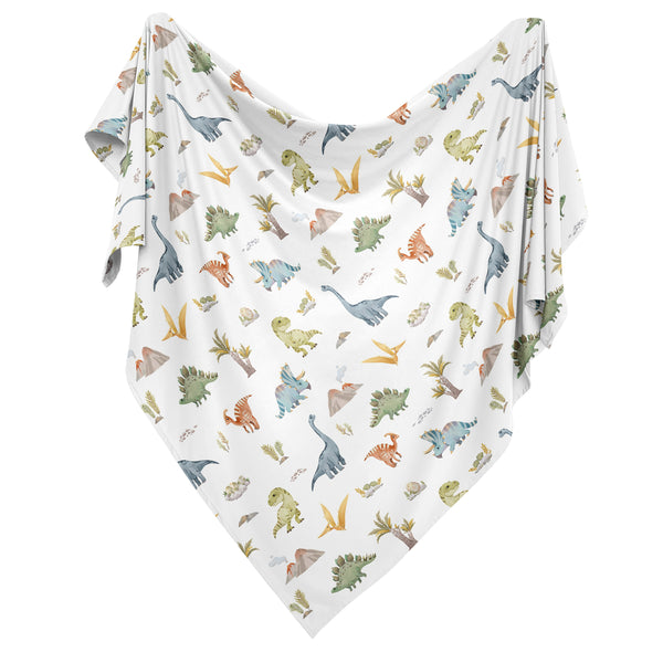 Watercolor Dinosaur Dino Collection Baby Swaddle Blanket alternate view