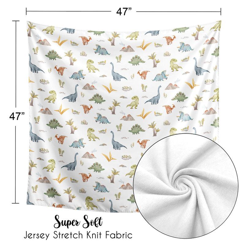 Watercolor Dinosaur Dino Collection Baby Swaddle Blanket