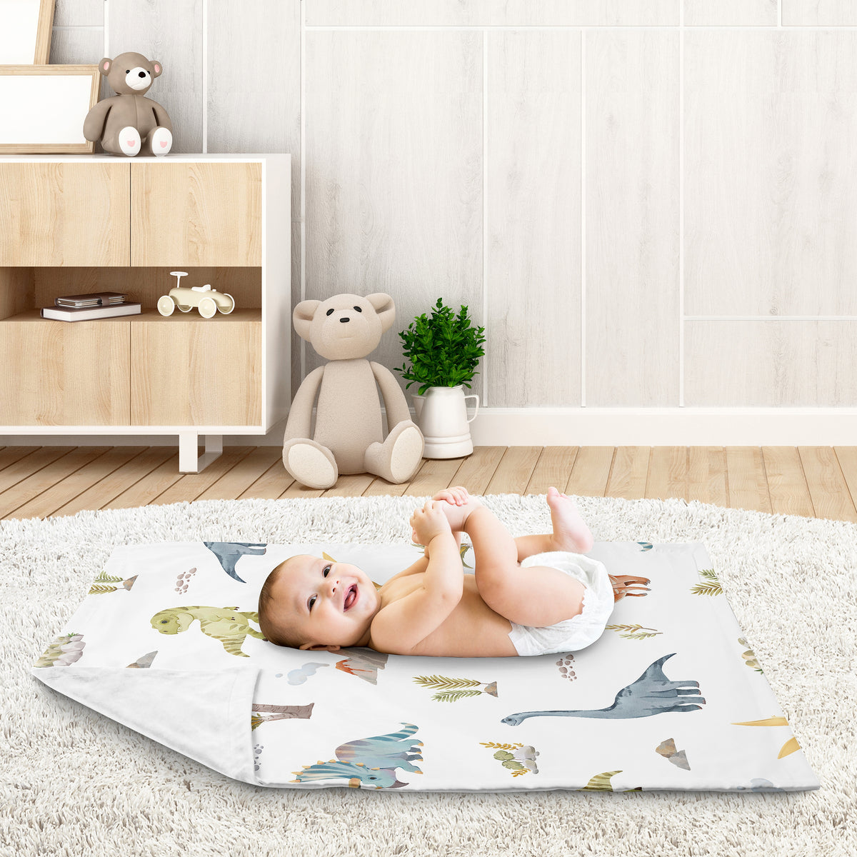 Watercolor Dinosaur Dino Collection Baby Blanket