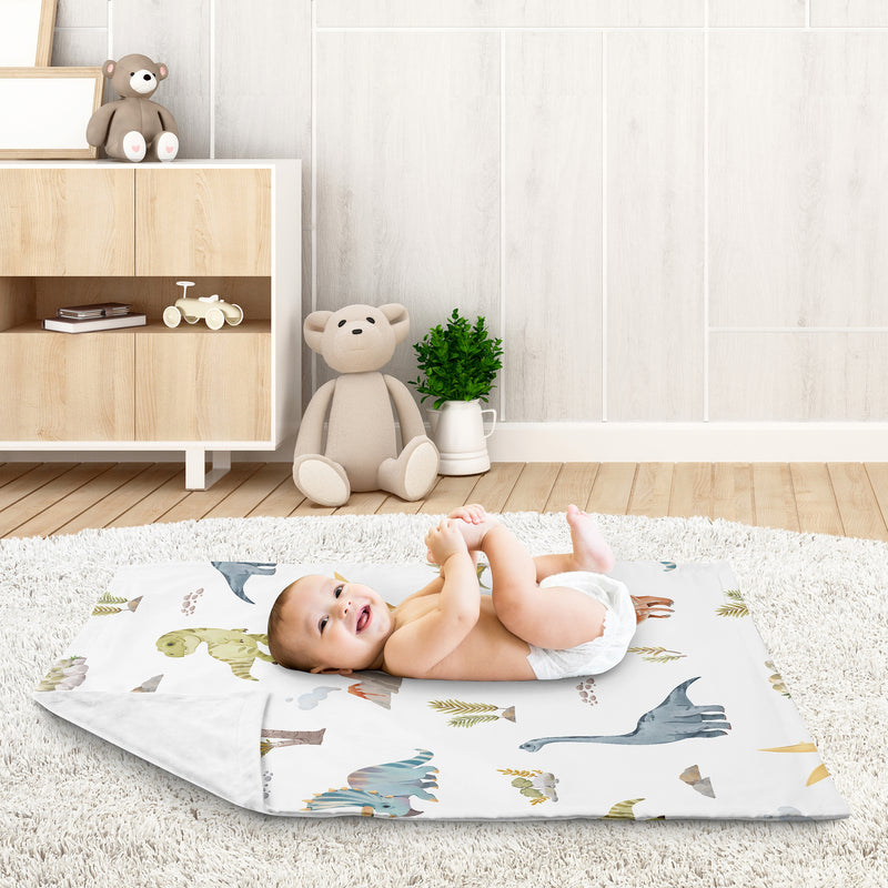 Watercolor Dinosaur Dino Collection Baby Blanket