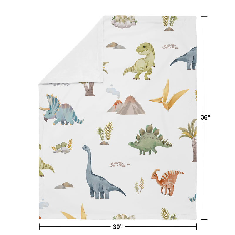 Watercolor Dinosaur Dino Collection Baby Blanket
