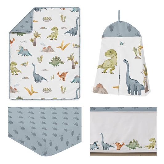 Watercolor Dinosaur Dino Collection 4 Piece Crib Bedding