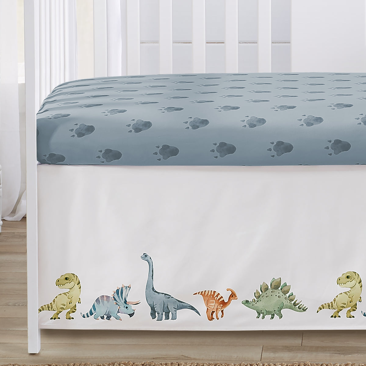 Watercolor Dinosaur Dino Sweet Jojo Designs 6 Piece Crib Bedding + BreathableBaby Breathable Mesh Liner