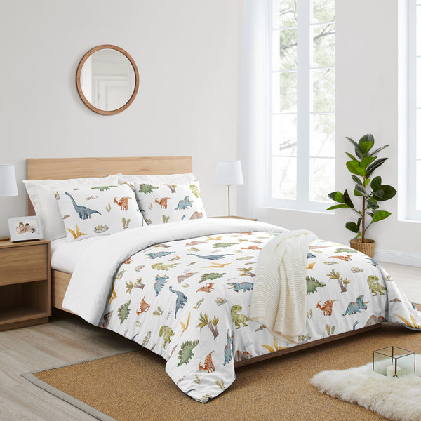 Watercolor Dinosaur Dino Collection Queen Duvet Cover Bedding Set alternate view