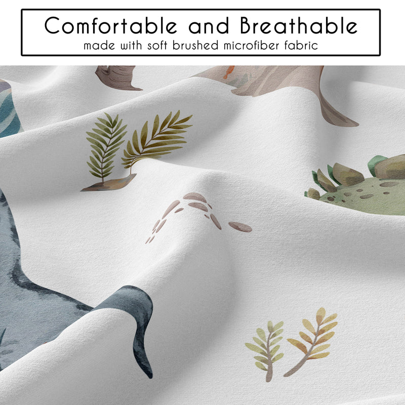 Watercolor Dinosaur Dino Collection Queen Duvet Cover Bedding Set