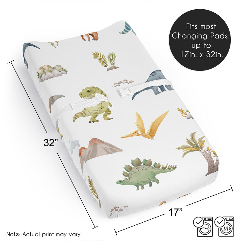 Watercolor Dinosaur Dino Collection Changing Pad Cover Sheet