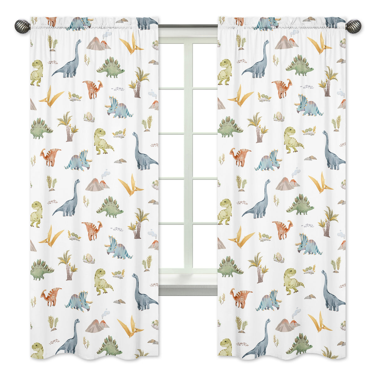 Watercolor Dinosaur Dino Collection Window Panels - Set of 2