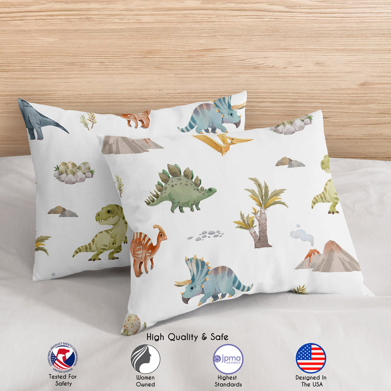 Watercolor Dinosaur Dino Collection Queen Duvet Cover Bedding Set