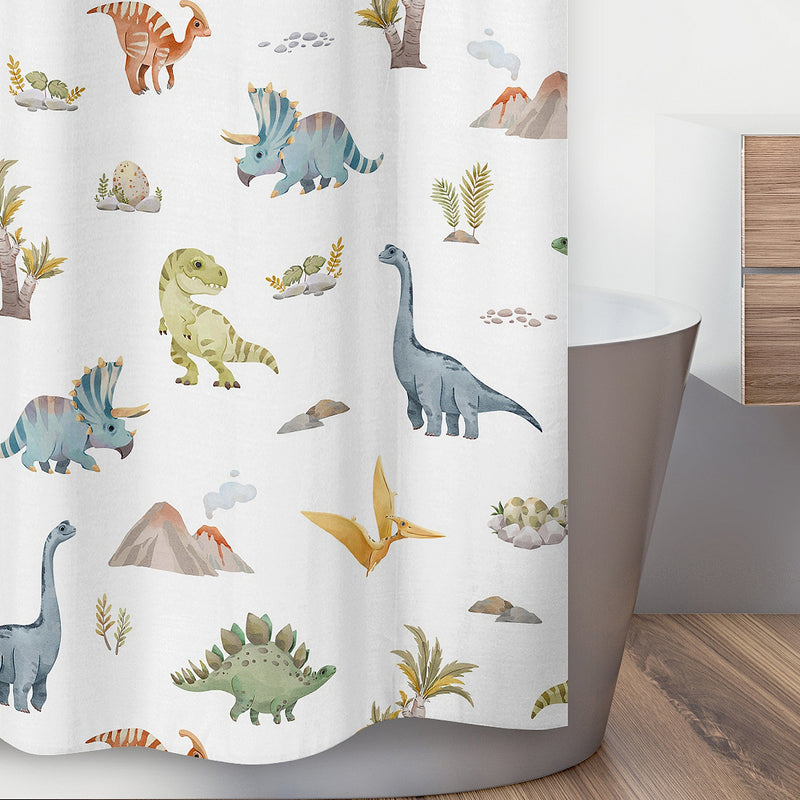 Watercolor Dinosaur Dino Collection Shower Curtain