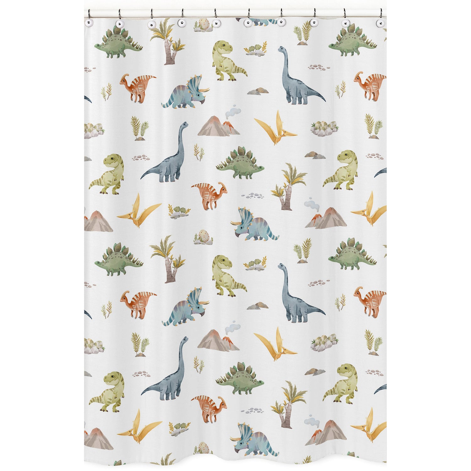Watercolor Dinosaur Dino Collection Shower Curtain