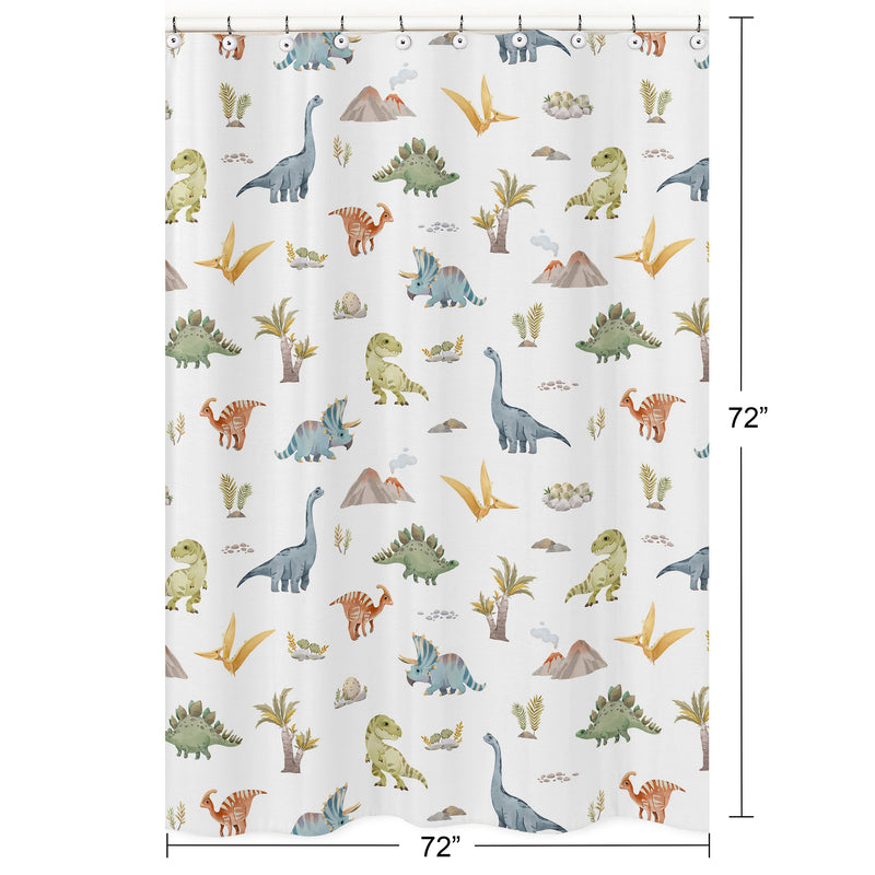 Watercolor Dinosaur Dino Collection Shower Curtain