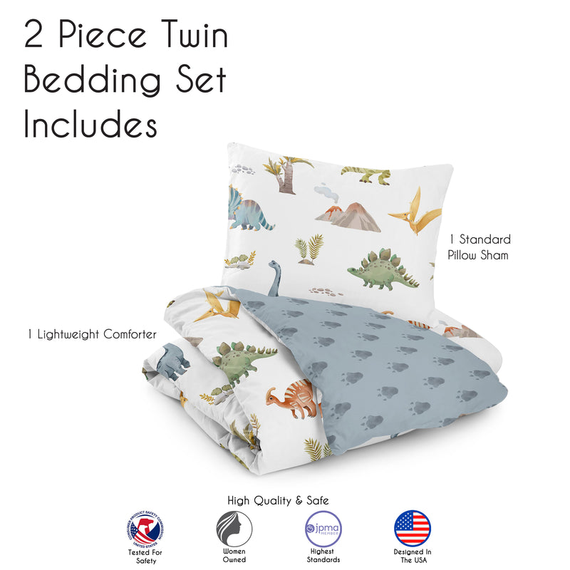 Watercolor Dinosaur Dino Collection Twin Bedding