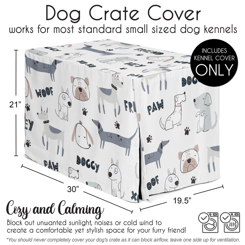 Cartoon Puppy Collection Dog Crate Kennel Cover 30in.