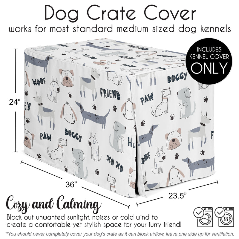 Cartoon Puppy Collection Dog Crate Kennel Cover 36in.