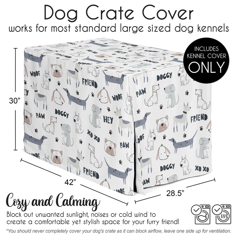 Cartoon Puppy Collection Dog Crate Kennel Cover 42in.