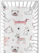 Cartoon Puppy Dog White and Pink Collection Crib Sheet