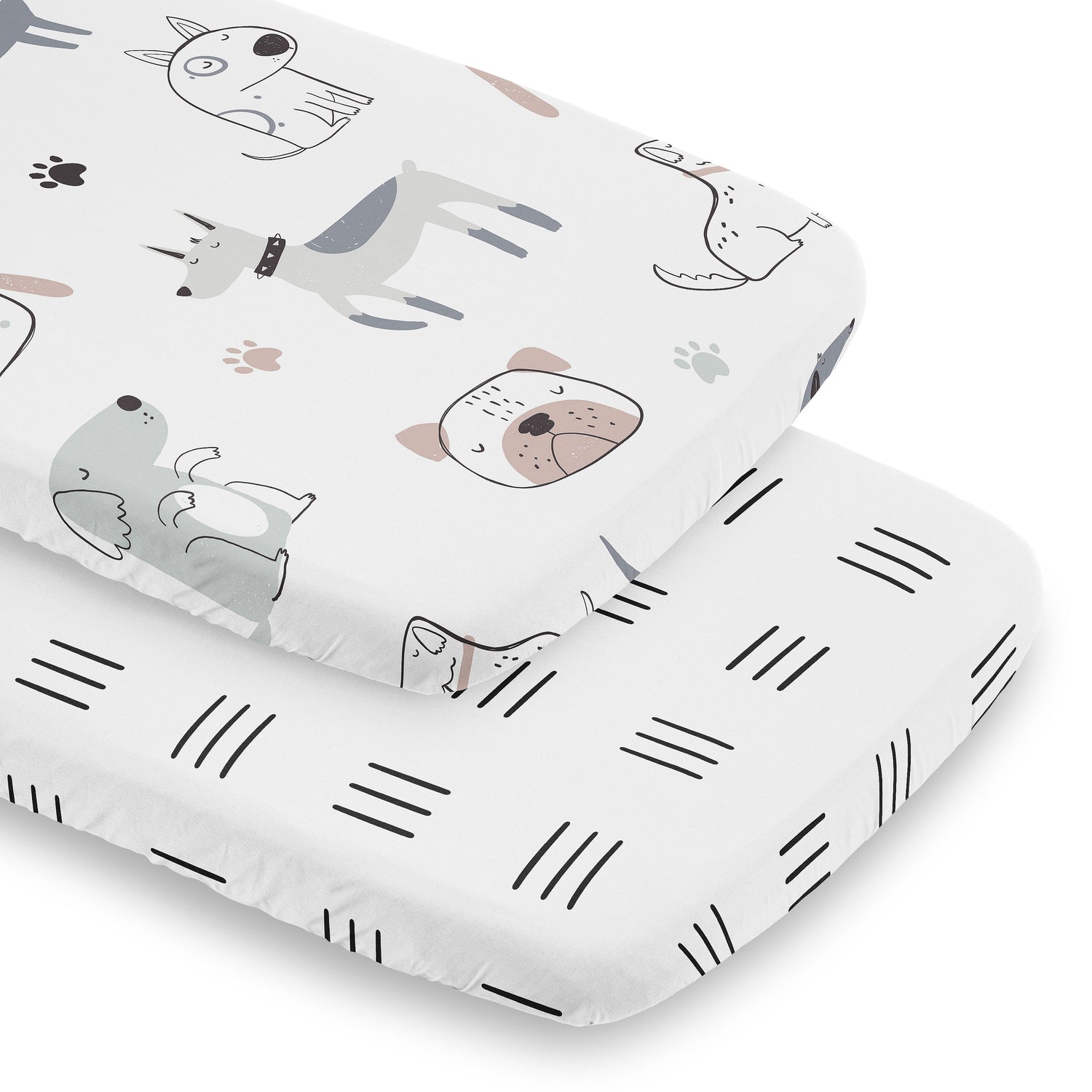 Cartoon Puppy Collection 2 Pack Baby Bassinet Fitted Sheets