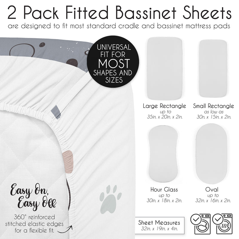 Cartoon Puppy Collection 2 Pack Baby Bassinet Fitted Sheets