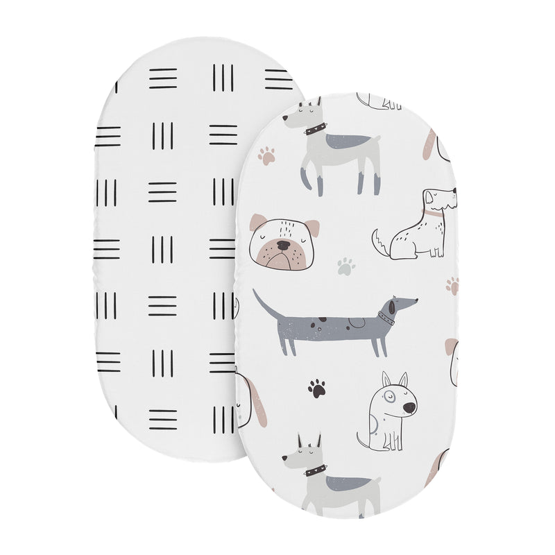 Cartoon Puppy Collection 2 Pack Baby Bassinet Fitted Sheets
