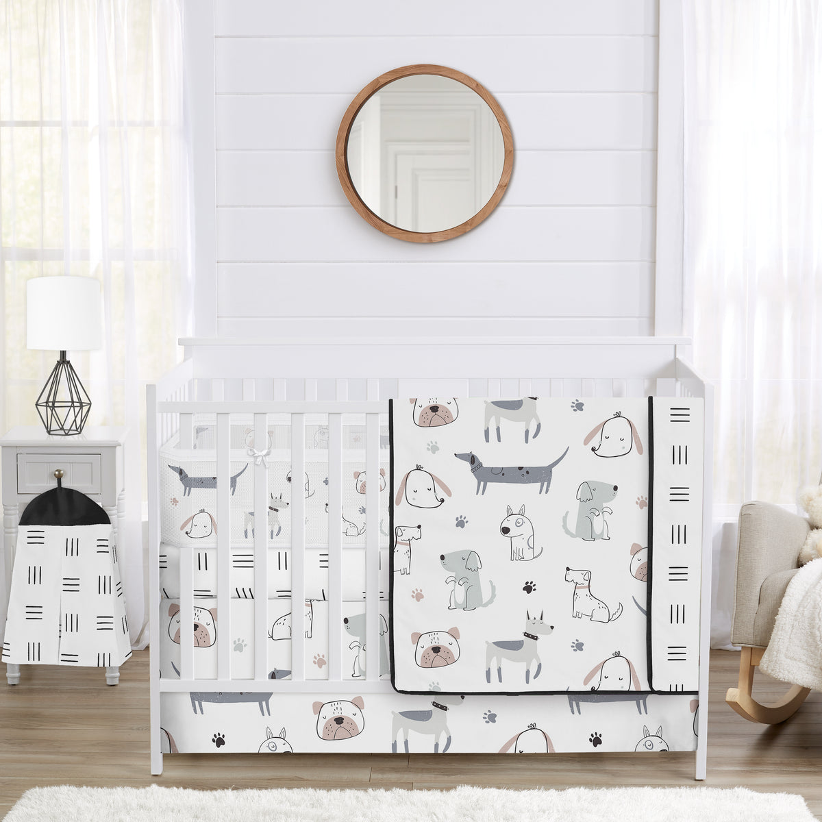 Cartoon Puppy Collection Sweet Jojo Designs 6 Piece Crib Bedding + BreathableBaby Breathable Mesh Liner
