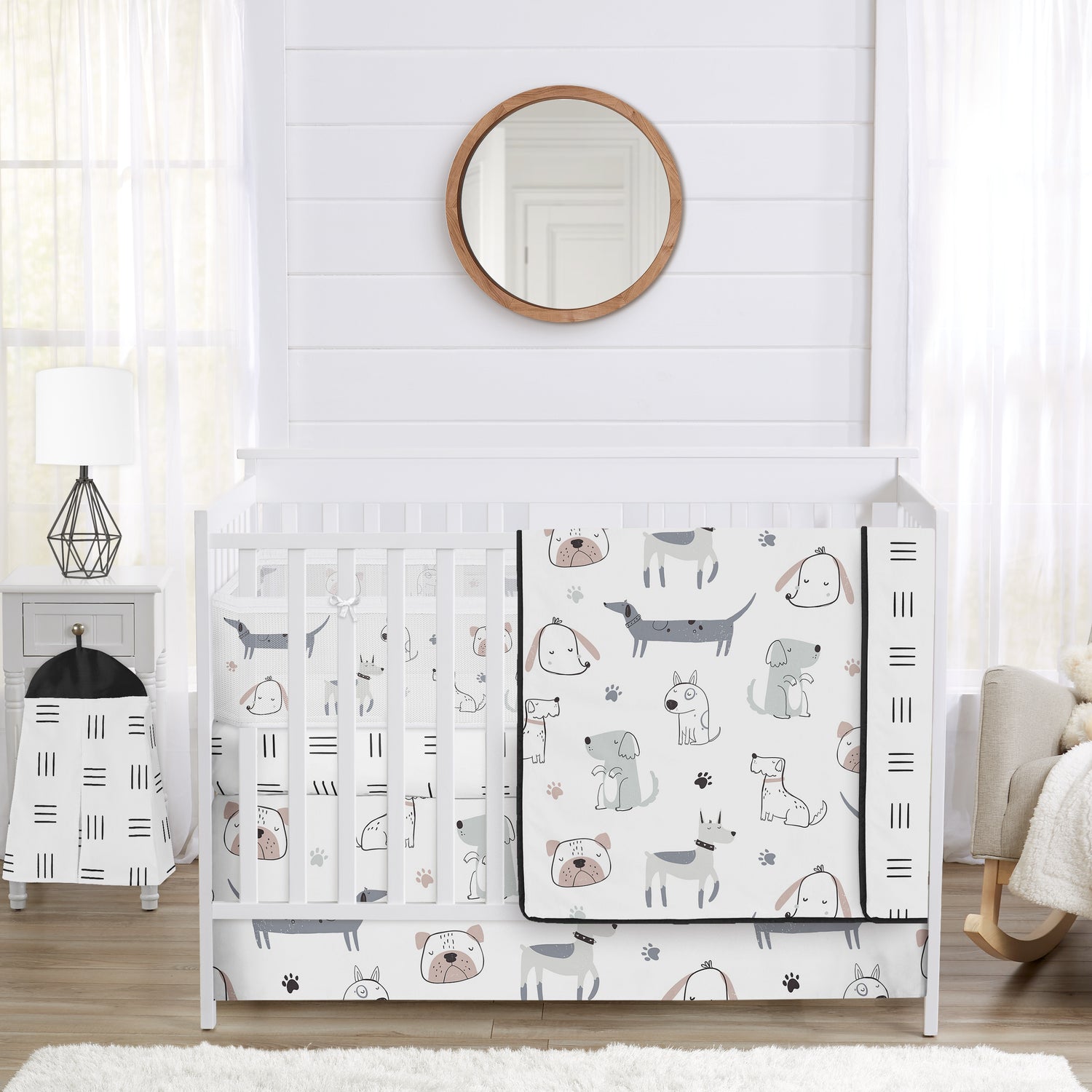 Cartoon Puppy Collection Sweet Jojo Designs 6 Piece Crib Bedding + BreathableBaby Breathable Mesh Liner